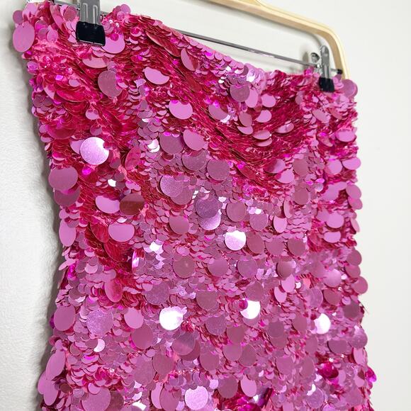 Retrofete Nolia Candy Pink Sequined Fitted Mini Dress Medium - Picture 5 of 8